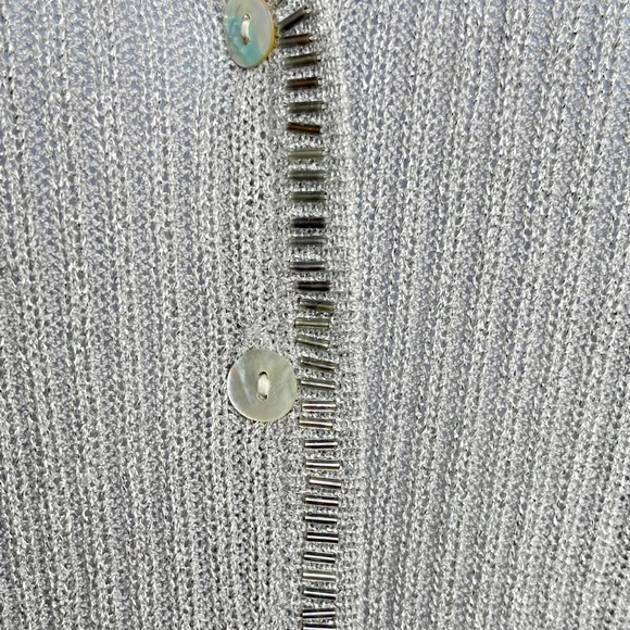Adrianna Papell Metallic Pewter Glass Beaded Cardigan Size S - Picture 5 of 7